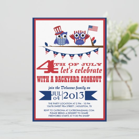 愛国的フール7月4日パーティの招待状 招待状 (スタンド正面)
