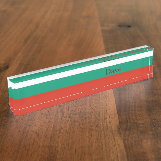 愛国的ブルガリア国旗 デスクネームプレート (側面)