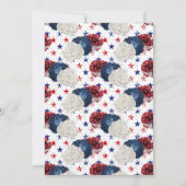 愛国的ブルーレッドスターローズブーケブライダルシャワー 招待状 (裏面)