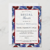 愛国的ブルーレッドローズブーケブライダルシャワー 招待状 (正面)