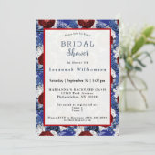 愛国的ブルーレッドローズブーケブライダルシャワー 招待状 (スタンド正面)