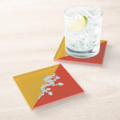 愛国的ブータン国旗のガラスコアスター ガラスコースター (アングル)