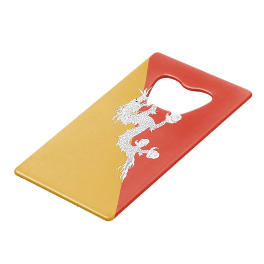 愛国的ブータン国旗 クレジットカード栓抜き (正面アングル)