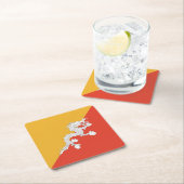 愛国的ブータン国旗 スクエアペーパーコースター (インサイチュ)