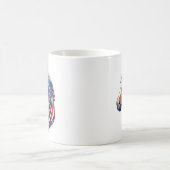 愛国的プライド：アメリカ国旗を掲げた四季馬 コーヒーマグカップ (中央)