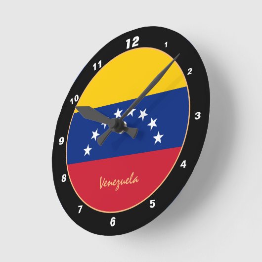 愛国的ベネズエラ国旗、ベネズエラ国内/デザイン ラウンド壁時計 (傾斜)