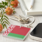 愛国的ベラルーシ国旗のキーチェーン キーホルダー (正面右)