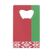 愛国的ベラルーシ国旗のクレジットカードボトルオープン クレジットカード栓抜き (正面)