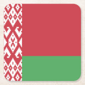 愛国的ベラルーシ国旗のスクエア紙コースター スクエアペーパーコースター (正面)