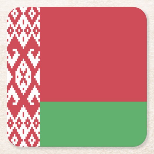 愛国的ベラルーシ国旗のスクエア紙コースター スクエアペーパーコースター (正面)