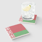 愛国的ベラルーシ国旗の石コースター ストーンコースター (横)