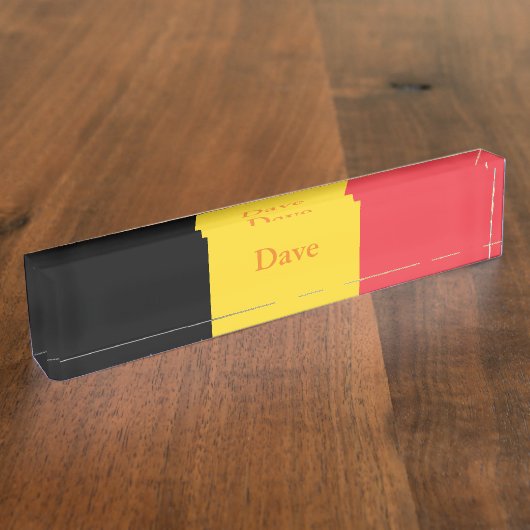 愛国的ベルギー国旗 デスクネームプレート (側面)