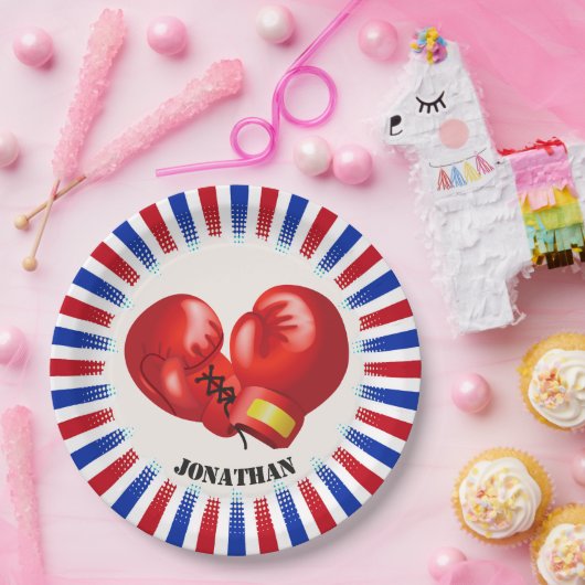 愛国的ボクシング手袋デザイン紙パーティープレート ペーパープレート (パーティー)