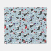 愛国的ボストンテリアードッグ フリースブランケット (正面(横))