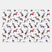 愛国的ボストンテリアードッグ ラッピングペーパーシート (正面3)