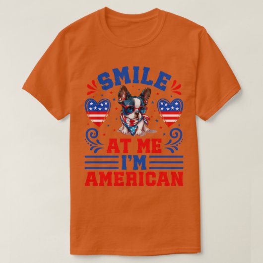 愛国的ボストンテリアードッグ Tシャツ (デザイン正面)