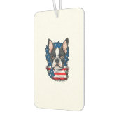 愛国的ボストンテリア犬パピーアメリカ国旗4 カーエアーフレッシュナー (左)