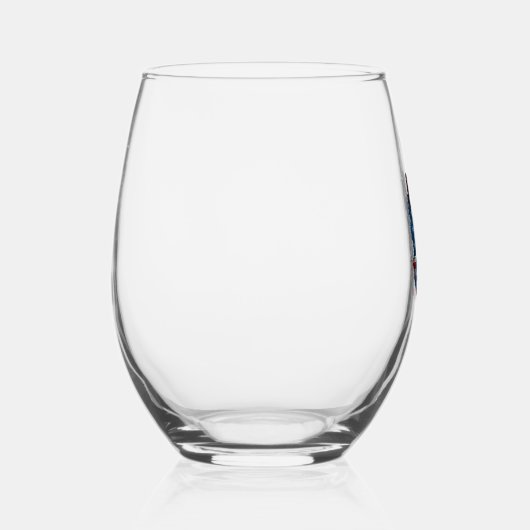 愛国的ボストンテリア犬パピーアメリカ国旗4 ステムなしワイングラス (右)