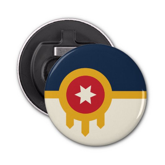 愛国的ボトルのオープナーとタルサ市旗 栓抜き (正面)