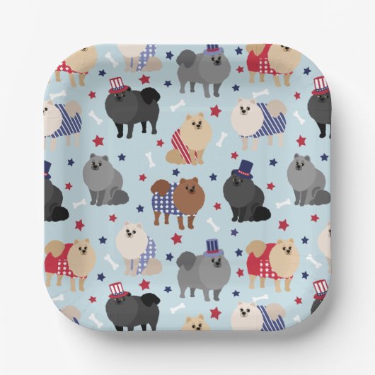 愛国的ポメラニア犬ドッグ紙プレート ペーパープレート (正面)