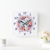 愛国的マルチーズ時計 スクエア壁時計 (ホーム)