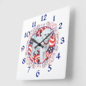 愛国的マルチーズ時計 スクエア壁時計 (傾斜)