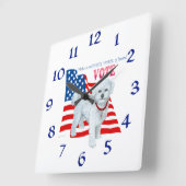 愛国的マルチーズ時計 スクエア壁時計 (傾斜)