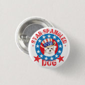 愛国的マルチーズ 缶バッジ (正面&裏面)