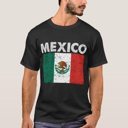 愛国的メキシコ国旗のプライドヴィンテージ 動揺して Tシャツ (正面)