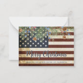 愛国的メリークリスマスヴィンテージ米国国旗 ノートカード (正面)