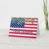 愛国的メリークリスマス軍隊アメリカ国旗 シーズンカード (正面)