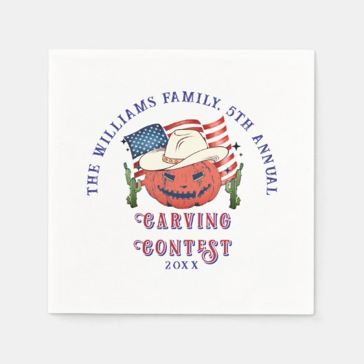 愛国的モダンなカボチャがハロウィーンを飾る スタンダードカクテルナプキン (正面)