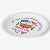 愛国的モダンなカボチャがハロウィーンを飾る ペーパープレート (アングル)