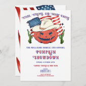 愛国的モダンなカボチャがハロウィーンを飾る 招待状 (正面/裏面)