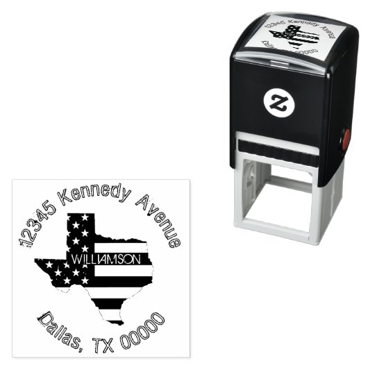愛国的モダンなテキサス州国旗の家族差出人住所 セルフインキングスタンプ (インサイチュ)