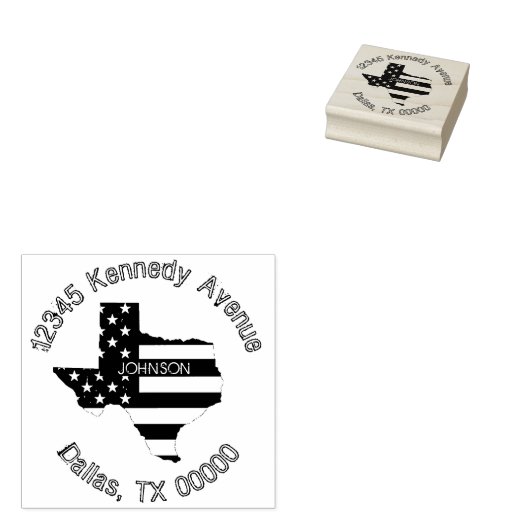 愛国的モダンなテキサス州国旗の家族差出人住所 ラバースタンプ (押印)