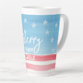 愛国的モダンな水彩国旗 カフェラテマグ (右アングル)