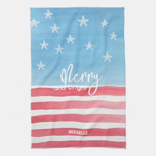 愛国的モダンな水彩国旗 キッチンタオル (縦)