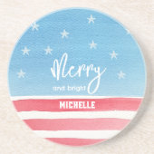 愛国的モダンな水彩国旗 コースター (正面)