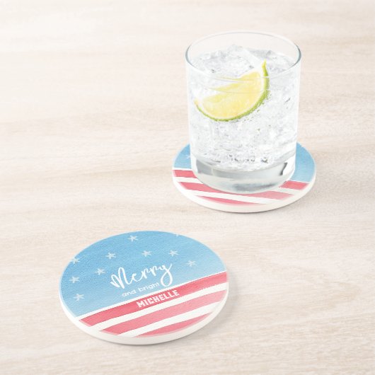 愛国的モダンな水彩国旗 コースター (側面)