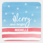 愛国的モダンな水彩国旗 スクエアシール (正面)