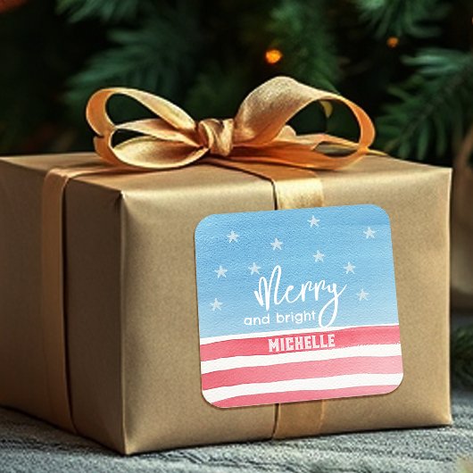 愛国的モダンな水彩国旗 スクエアシール