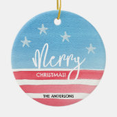 愛国的モダンな水彩国旗 セラミックオーナメント (正面)