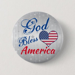 愛国的モダンハートGod Bless America USA 缶バッジ