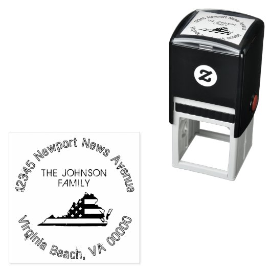 愛国的モダンバージニア州旗差出人住所 セルフインキングスタンプ (インサイチュ)