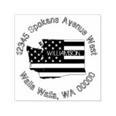 愛国的モダンワシントン州旗差出人住所 セルフインキングスタンプ (デザイン)