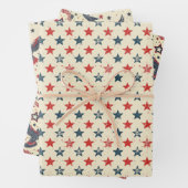 愛国的モダン赤白青素朴ギフトラップ ラッピングペーパーシート (インサイチュ)