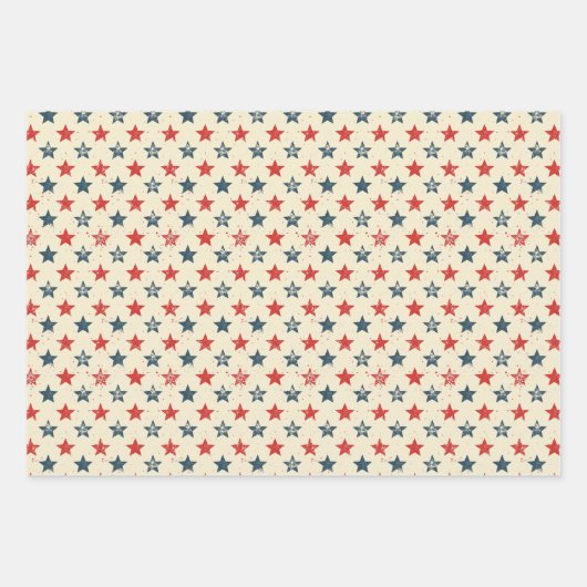 愛国的モダン赤白青素朴ギフトラップ ラッピングペーパーシート (正面)