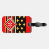 愛国的モノグラムフェイク金ゴールドメープルレッドとブラック ラゲッジタグ (裏面横)