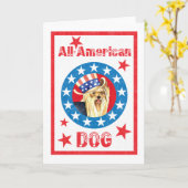 愛国的ヨークシャーテリア カード (黄色い花)